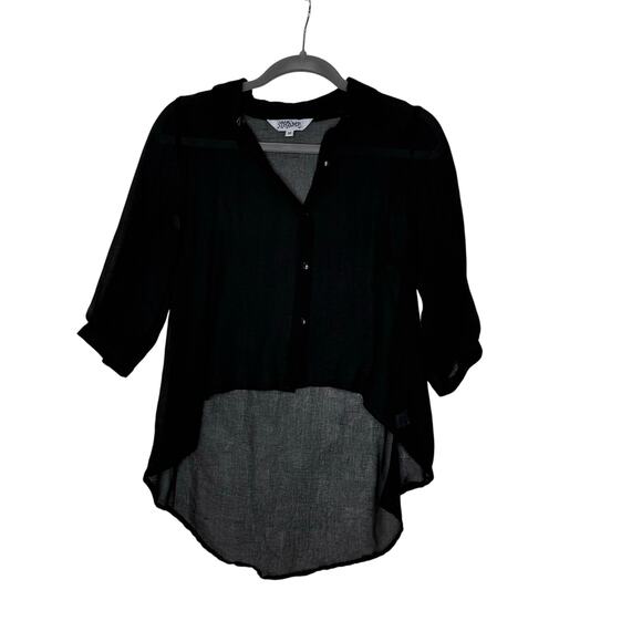 Vintage 90s Tramp Brand Top Women's Medium Sheer Hi-Low Buttoned Goth Whimsygoth - Picture 1 of 5